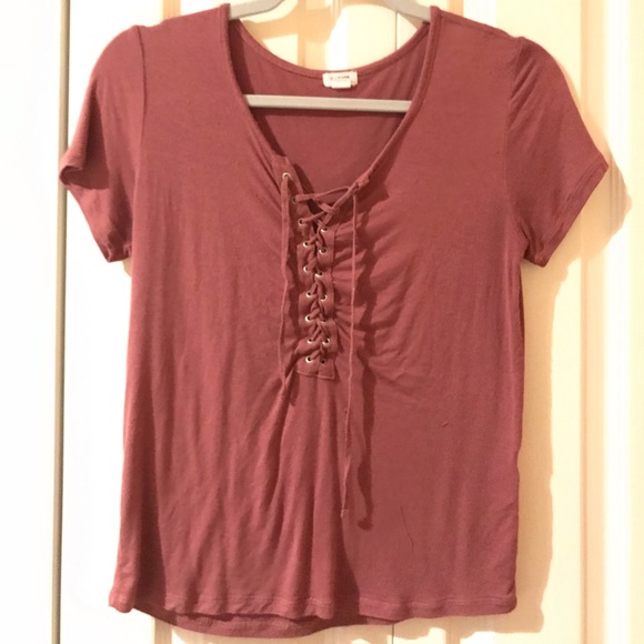 Pink tie up tee shirt - Picture 1 of 3